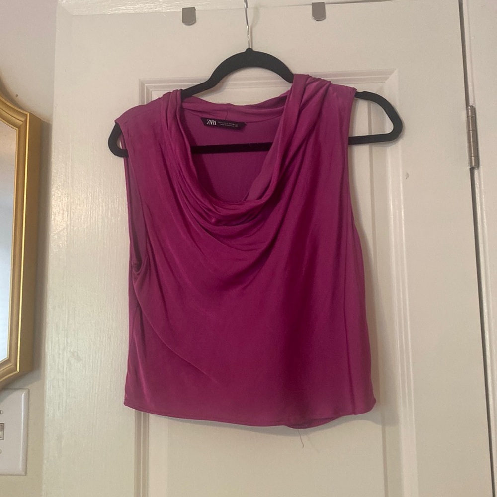 SILK LIKE, COWL NECK ZARA TOP